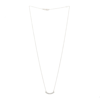 Roberto Coin 18K White Gold Diamond Curved Bar Pendant Necklace 2 of 6