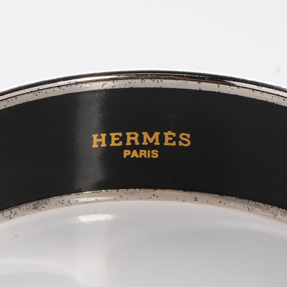 Hermes Enamel Printed Ornate Doves Wide Bracelet Bleu Yellow 65 5 of 6