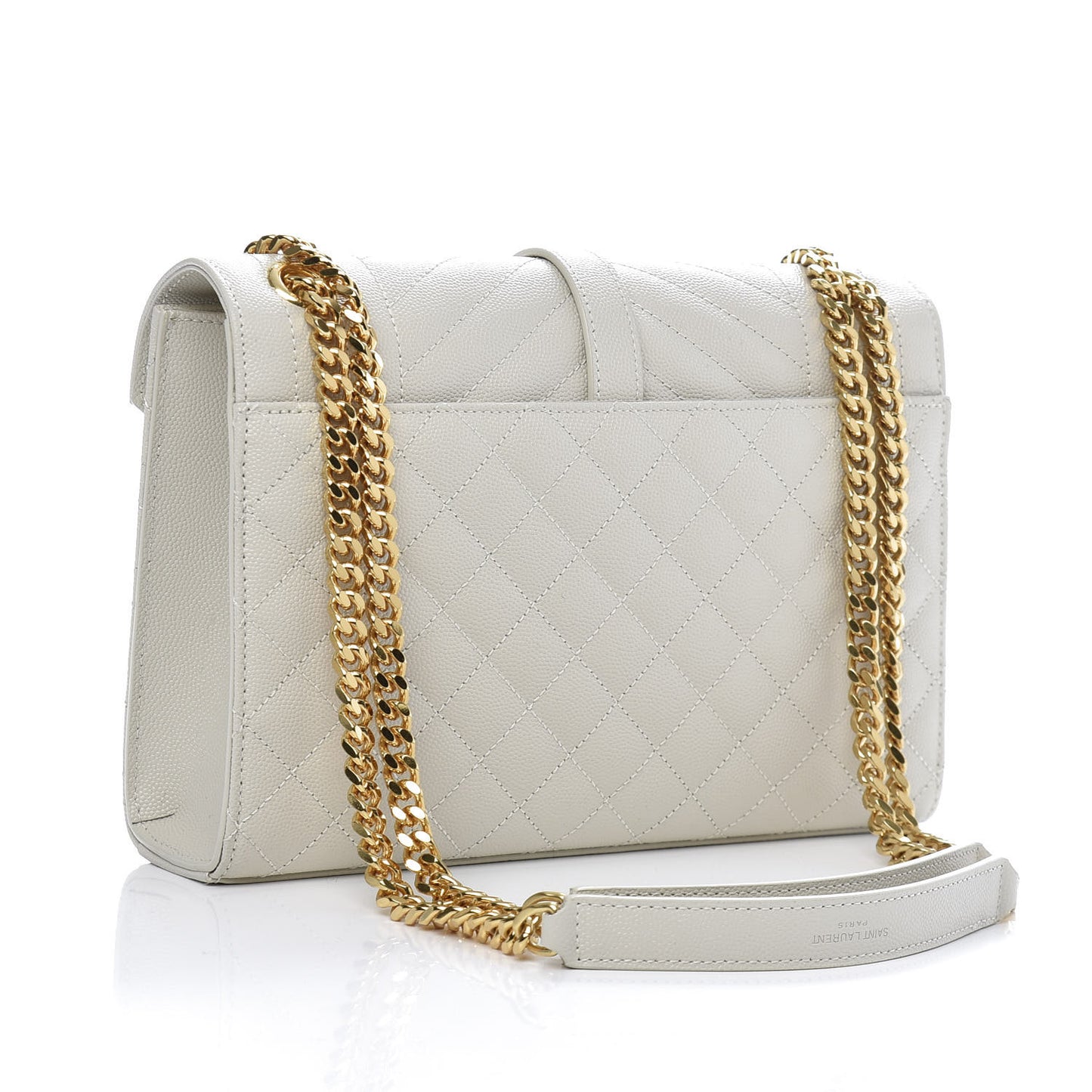 Grain De Poudre Textured Mixed Matelasse Medium Triquilt Monogram Satchel Crema Soft