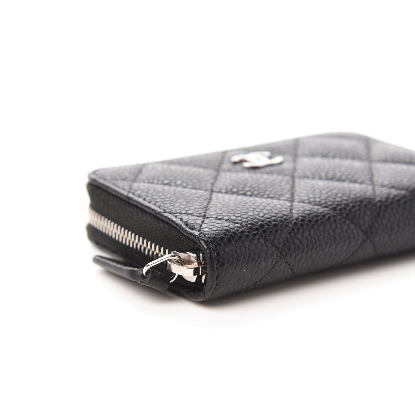 Caviar Quilted Zip Coin Purse Black