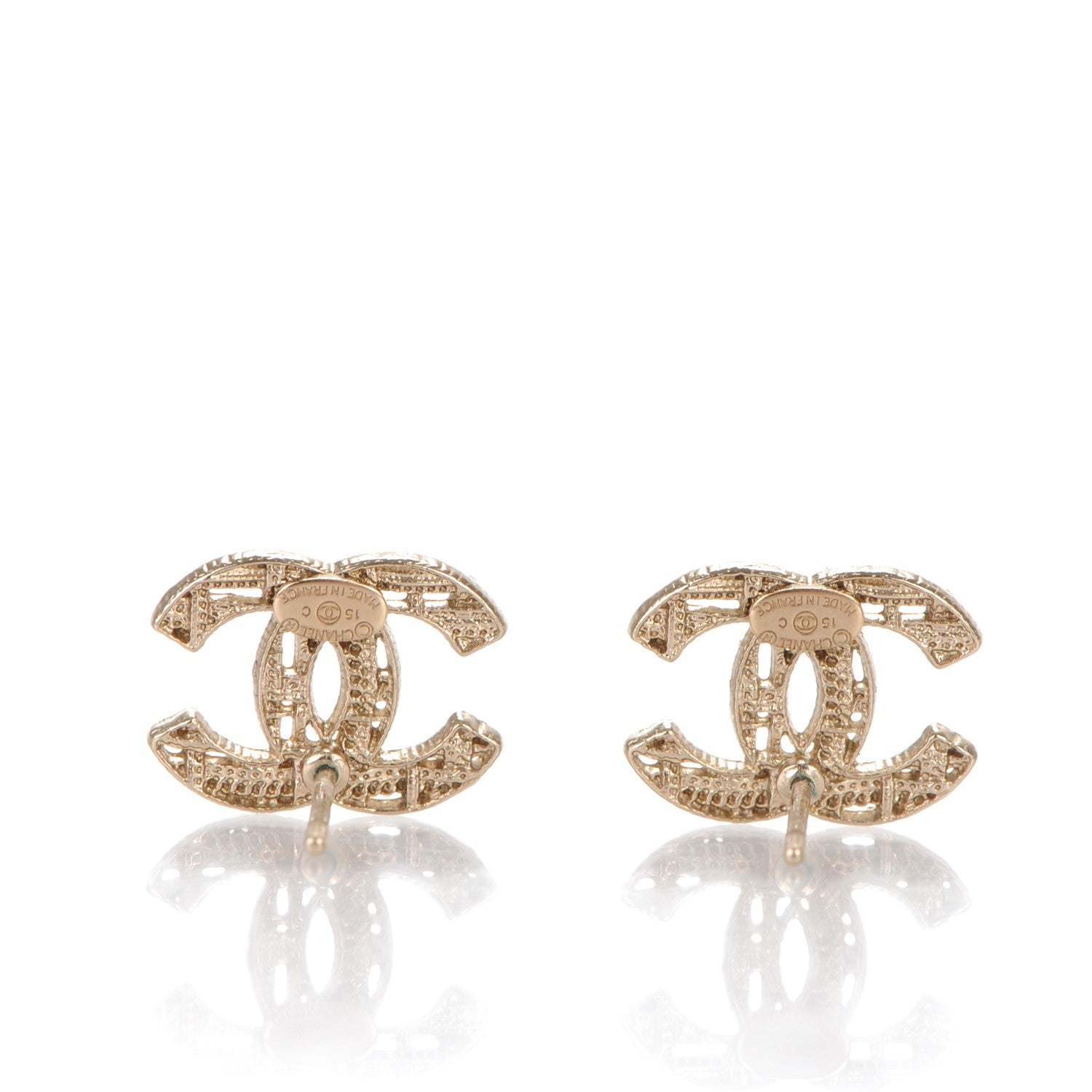 Chanel Tweed Effect CC Earrings Gold 3 of 4