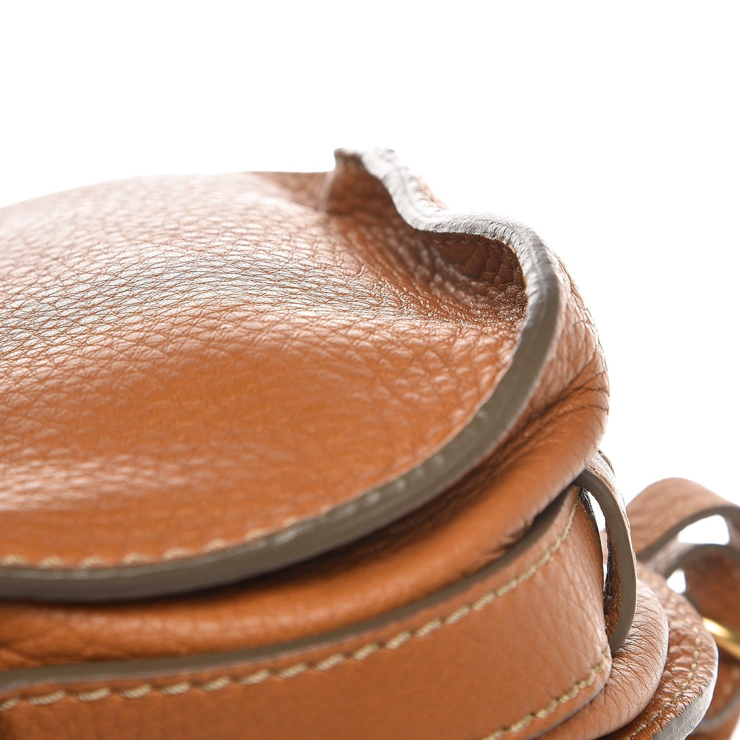 Calfskin Mini Marcie Round Crossbody Bag Brown Sugar