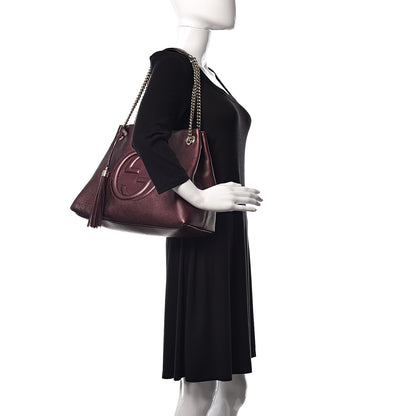Gucci Metallic Cellarius Calfskin Medium Soho Chain Shoulder Bag Classic Burgundy 2 of 16