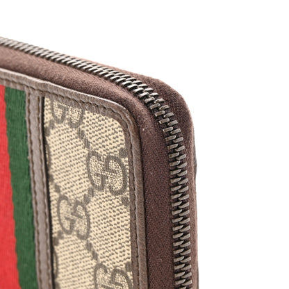 Gucci GG Supreme Web Ophidia Zip Around Card Case Brown 9 of 12