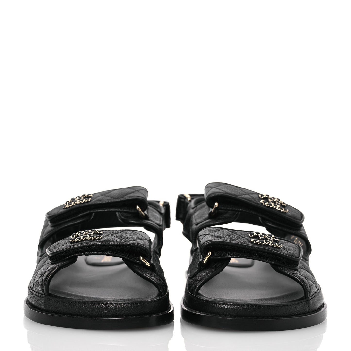 Grained Calfskin Velcro Dad Sandals 36.5 Black