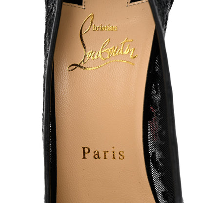 Christian Louboutin Veau Velours Florale Lace Follies 100 Pumps 40.5 Black 6 of 13