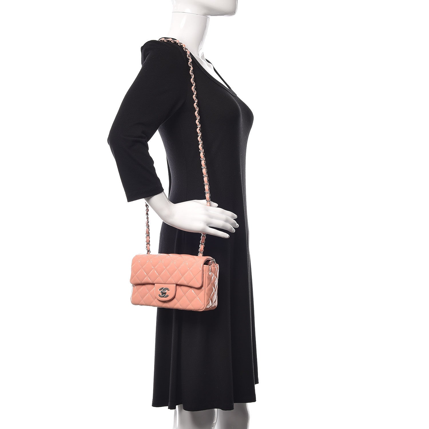 Chanel Patent Calfskin Quilted Mini Rectangular Flap Light Pink 2 of 15