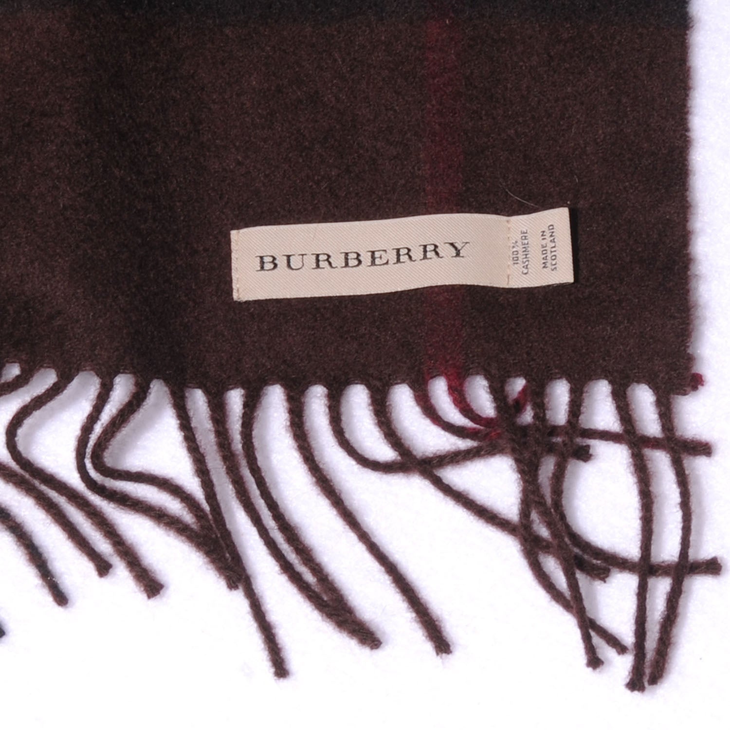 Burberry Cashmere Giant Check Fringe Scarf Dark Chestnut Brown 3 of 3
