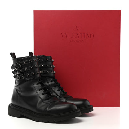 Valentino Garavani Calfskin Rockstud 20mm Combat Boots 36 Black 14 of 14