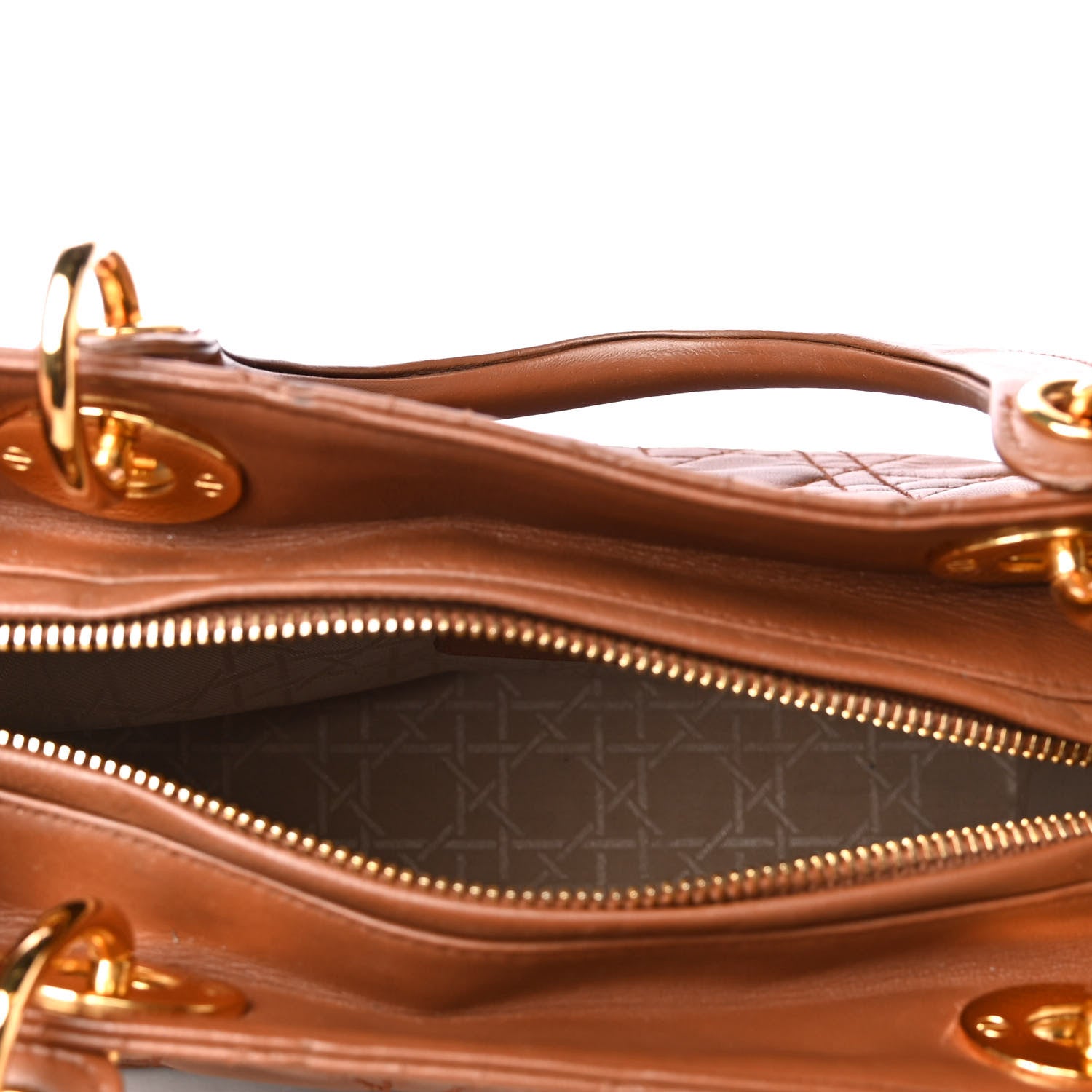 Christian Dior Lambskin Cannage Medium Lady Dior Tan 4 of 4