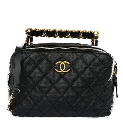 Chanel Calfskin Quilted Small Bowling Bag Black 1 of 10