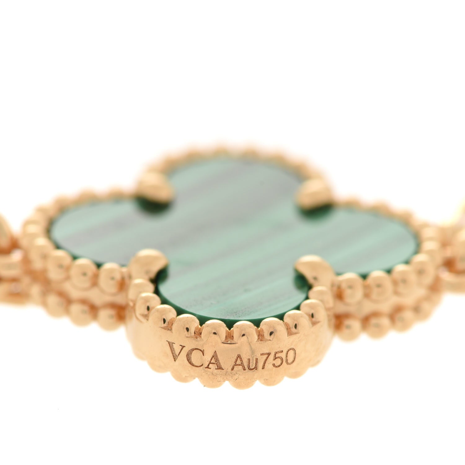 Van Cleef & Arpels 18K Yellow Gold Malachite 5 Motifs Vintage Alhambra Bracelet 5 of 7