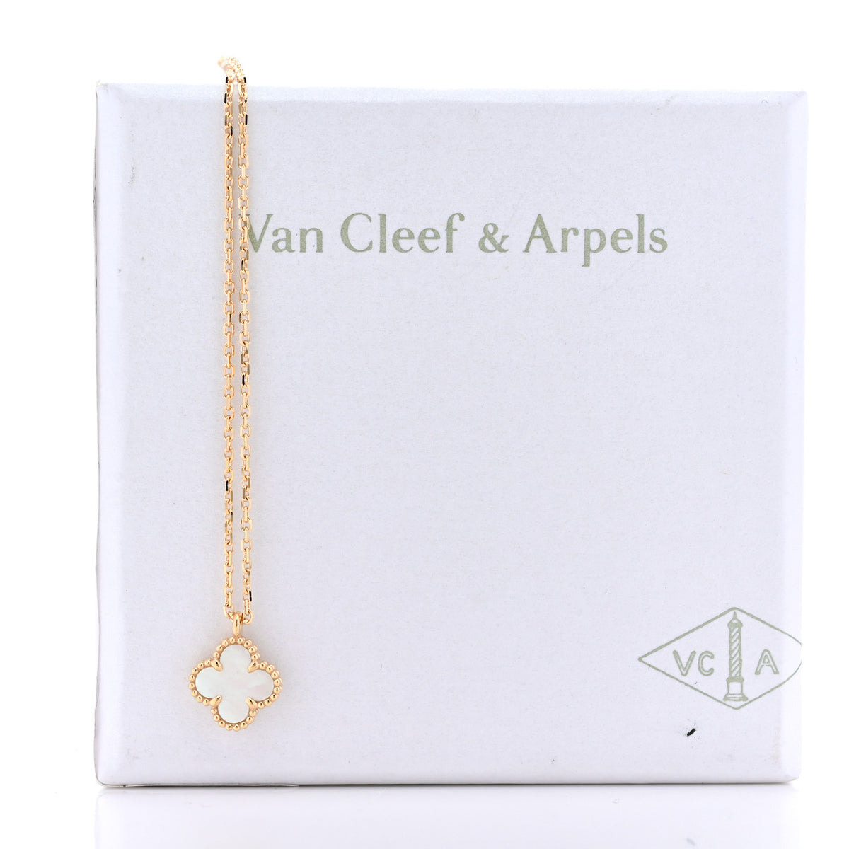 Van Cleef & Arpels 18K Yellow Gold Mother of Pearl Sweet Alhambra Pendant Necklace 6 of 6