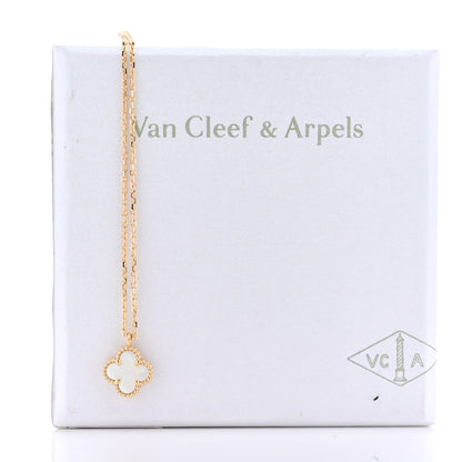 Van Cleef & Arpels 18K Yellow Gold Mother of Pearl Sweet Alhambra Pendant Necklace 6 of 6