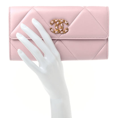 Chanel Shiny Goatskin Quilted Chanel 19 Flap Wallet Pink 2 of 8