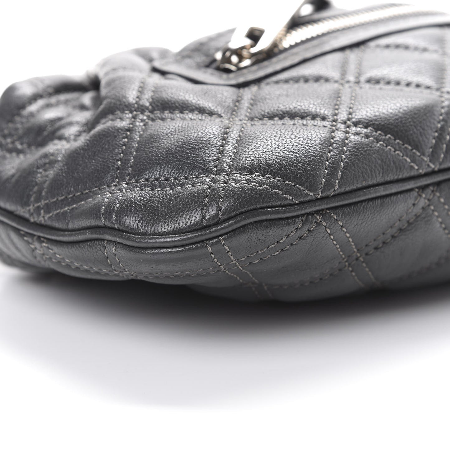 Calfskin Quilted Little Stam Dark Grey