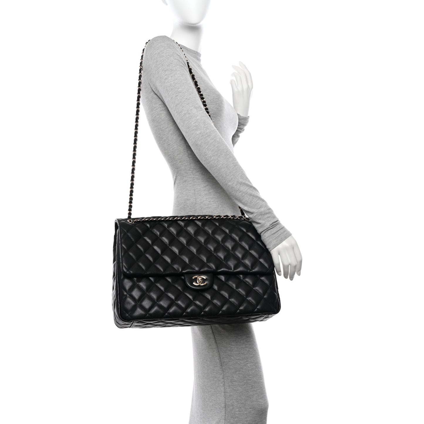 Caviar Quilted Small XXL Travel Flap Bag Black
