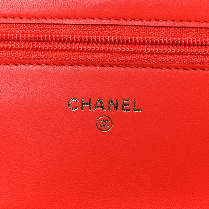Chanel Lambskin Quilted Wallet On Chain WOC Red 6 of 21