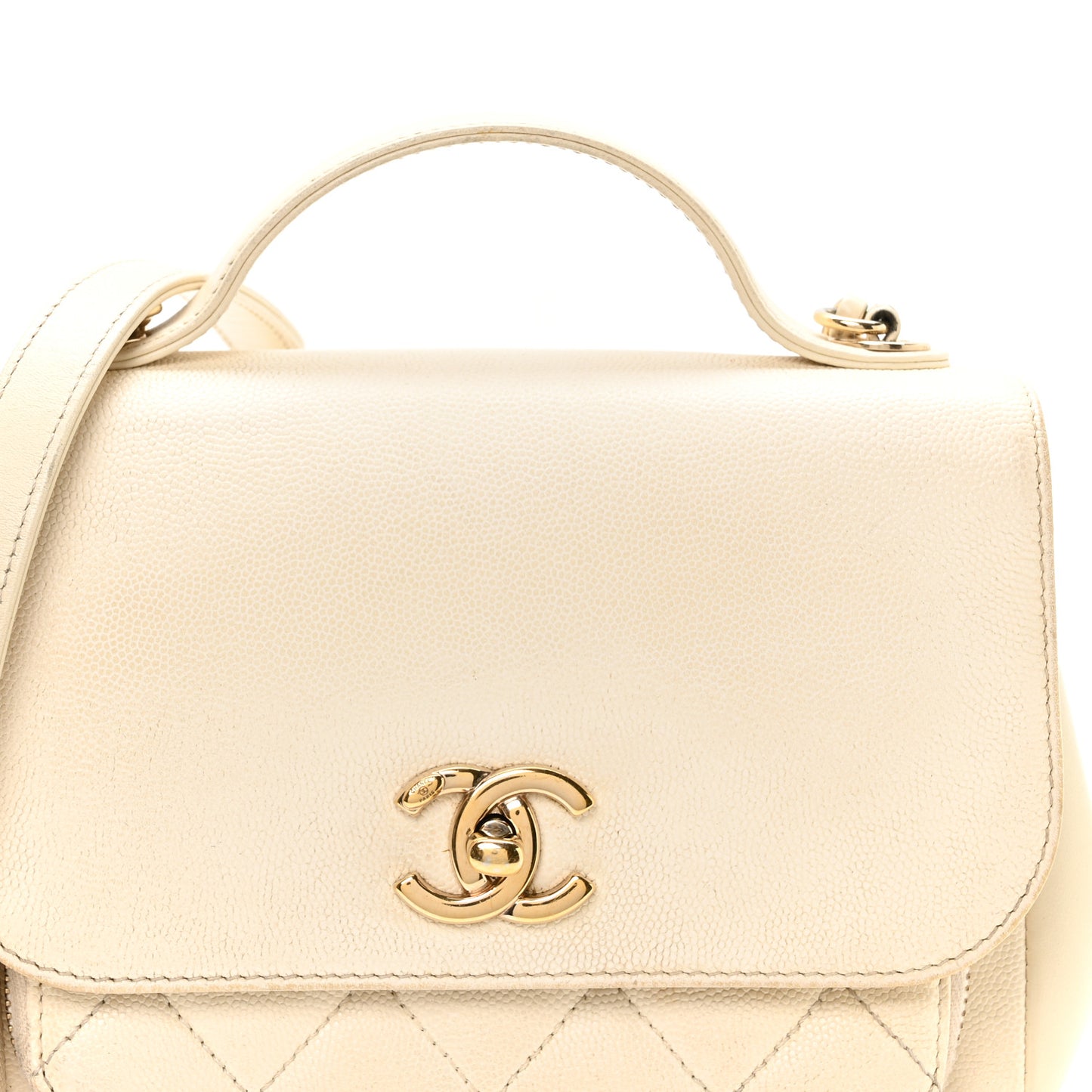 Caviar Quilted Small Business Affinity Flap White