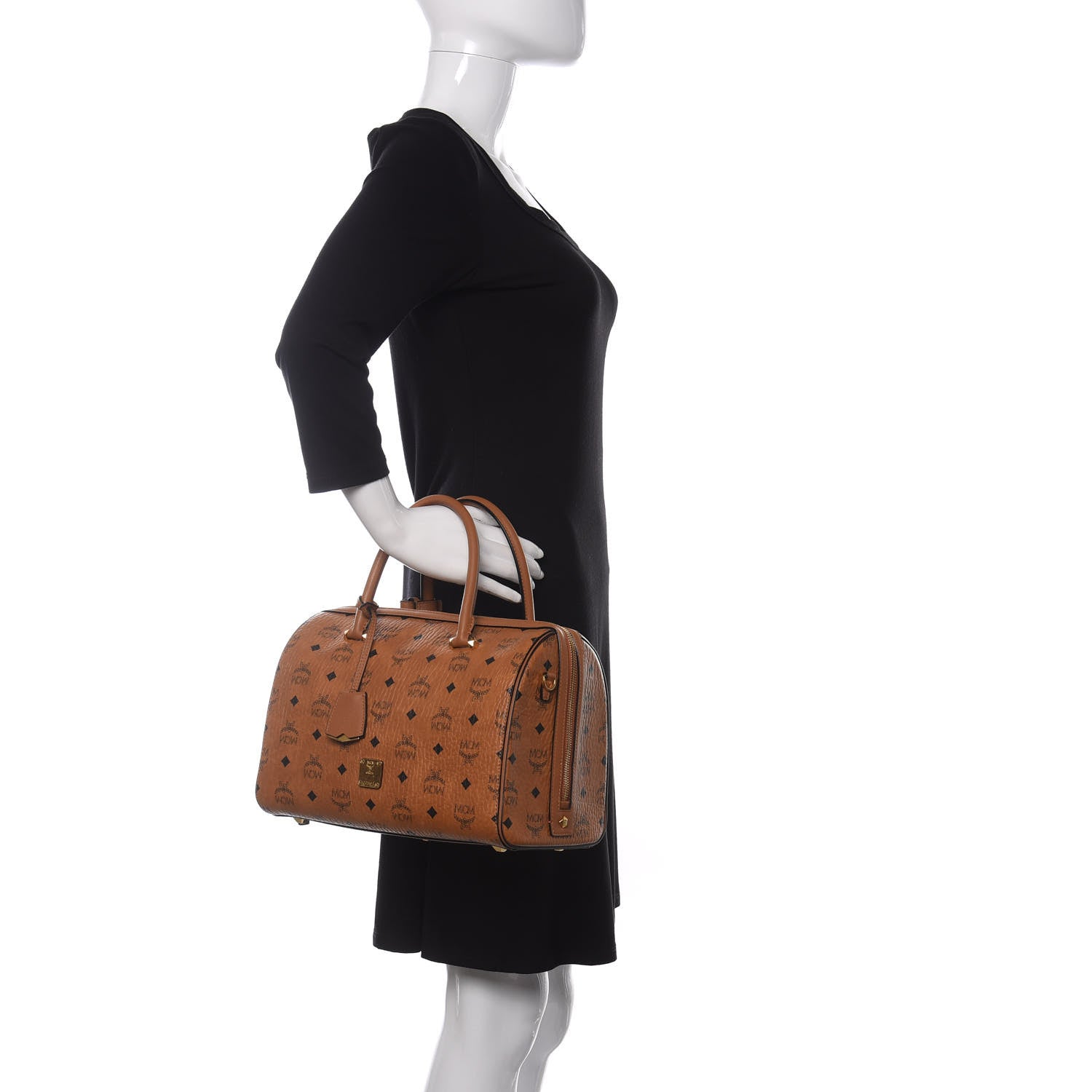 MCM Visetos Medium Boston Bag Cognac 2 of 15