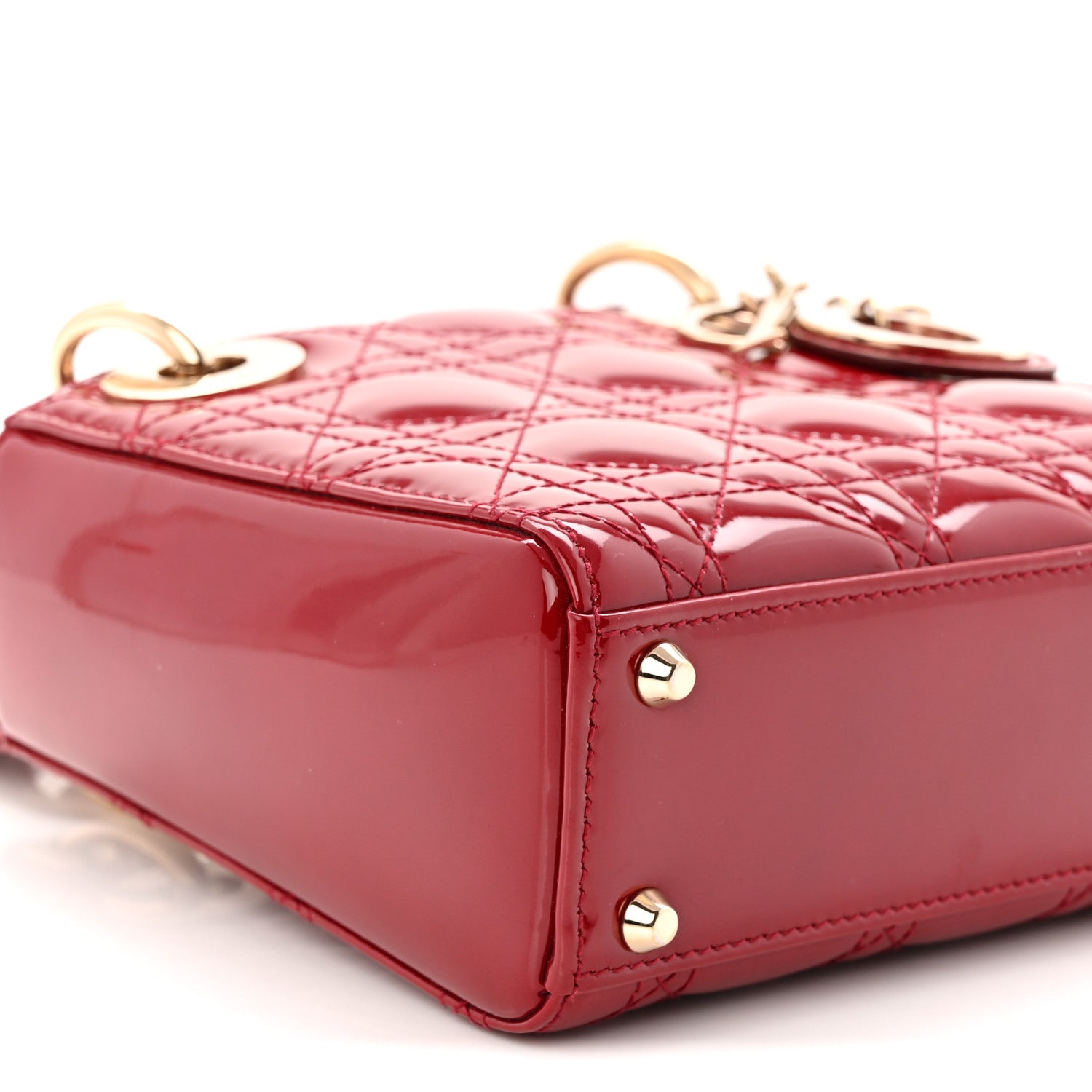 Christian Dior Patent Cannage Mini Lady Dior Red 9 of 10