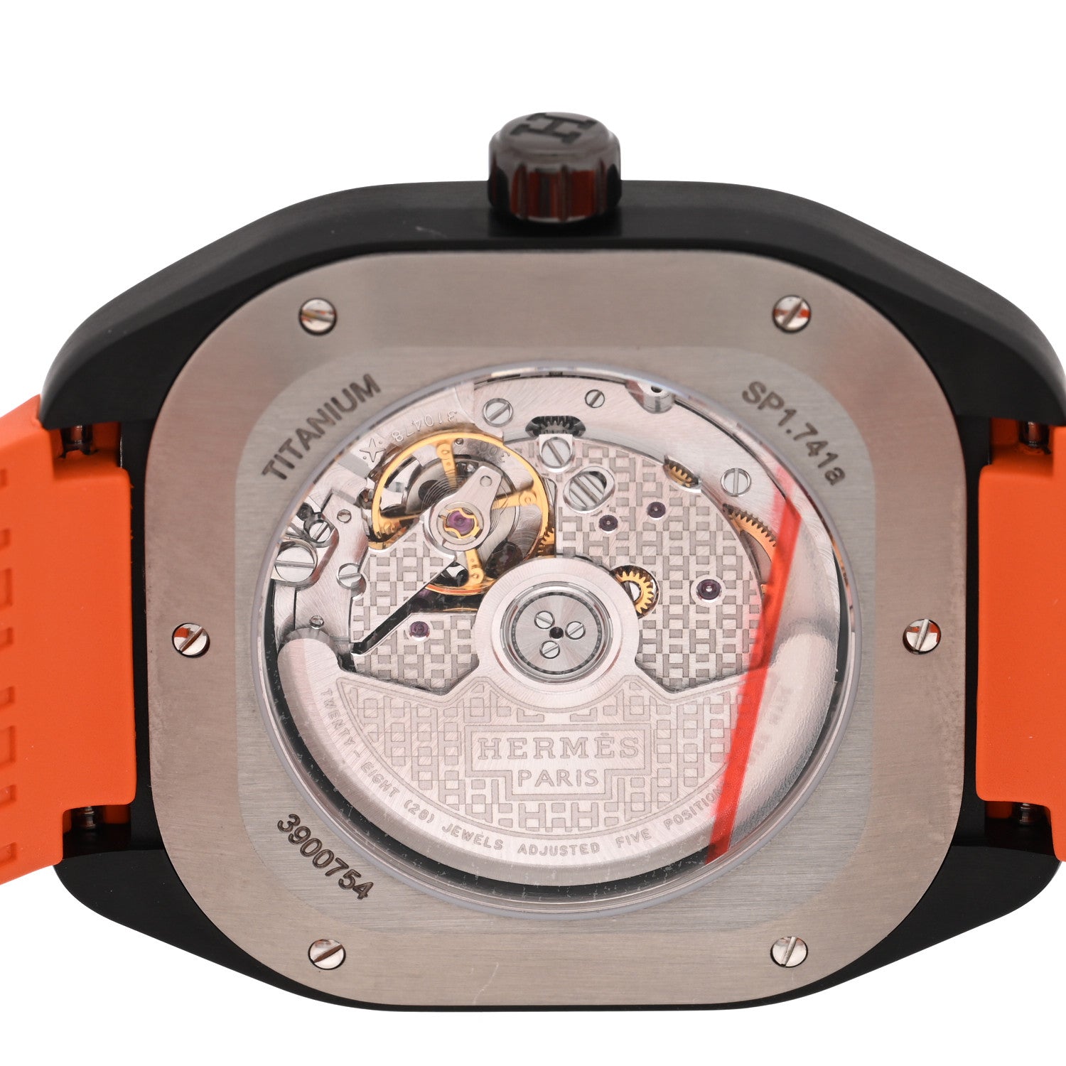 Hermes DLC Coated Titanium Rubber 39mm H08 Automatic Watch Orange 4 of 5