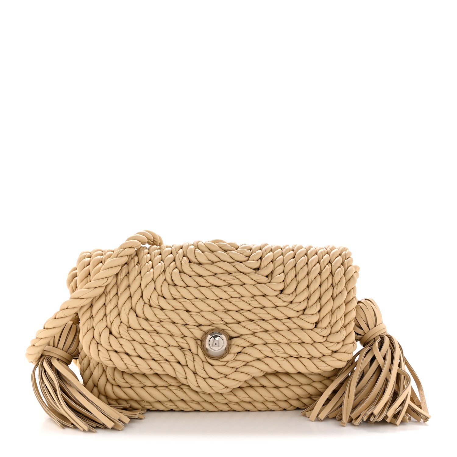 Bottega Veneta Lambskin Torchon Tasseled Twisted Shoulder Bag Porridge 1 of 11