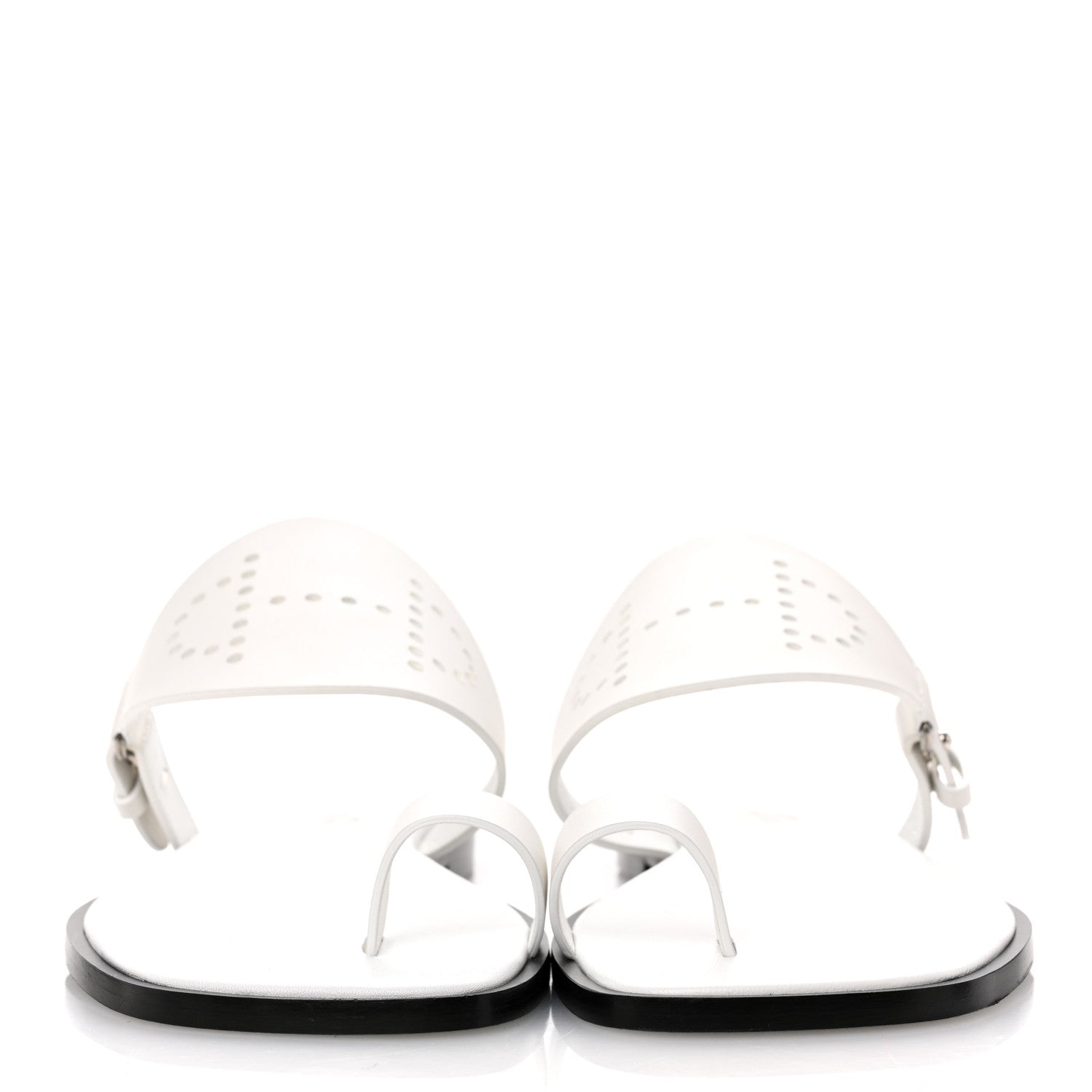 Hermes Calfskin Perforated Hera Sandals 38 White 3 of 10