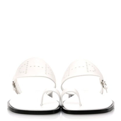 Hermes Calfskin Perforated Hera Sandals 38 White 3 of 10