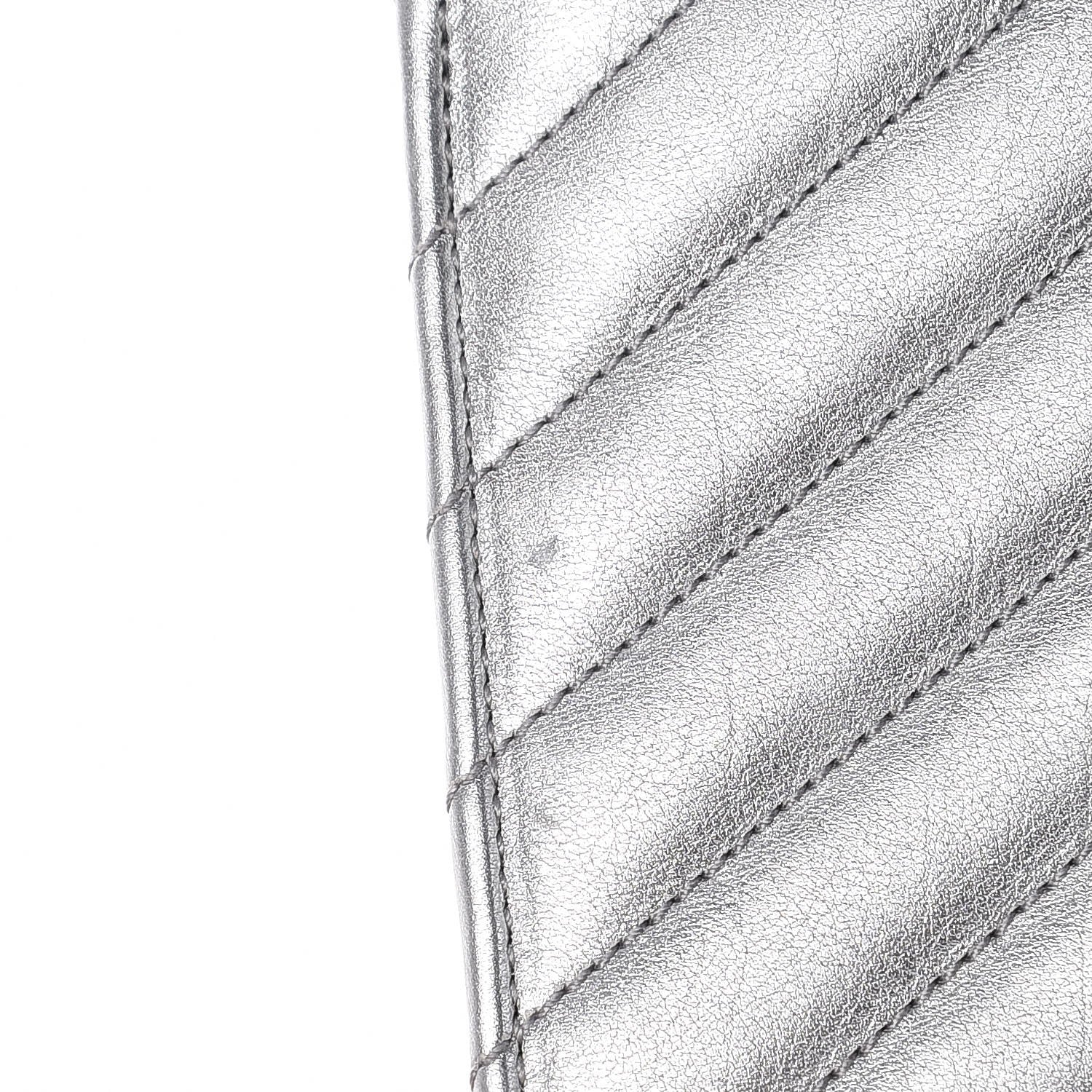 Saint Laurent Metallic Calfskin Matelasse Medium Monogram Satchel Silver 9 of 9