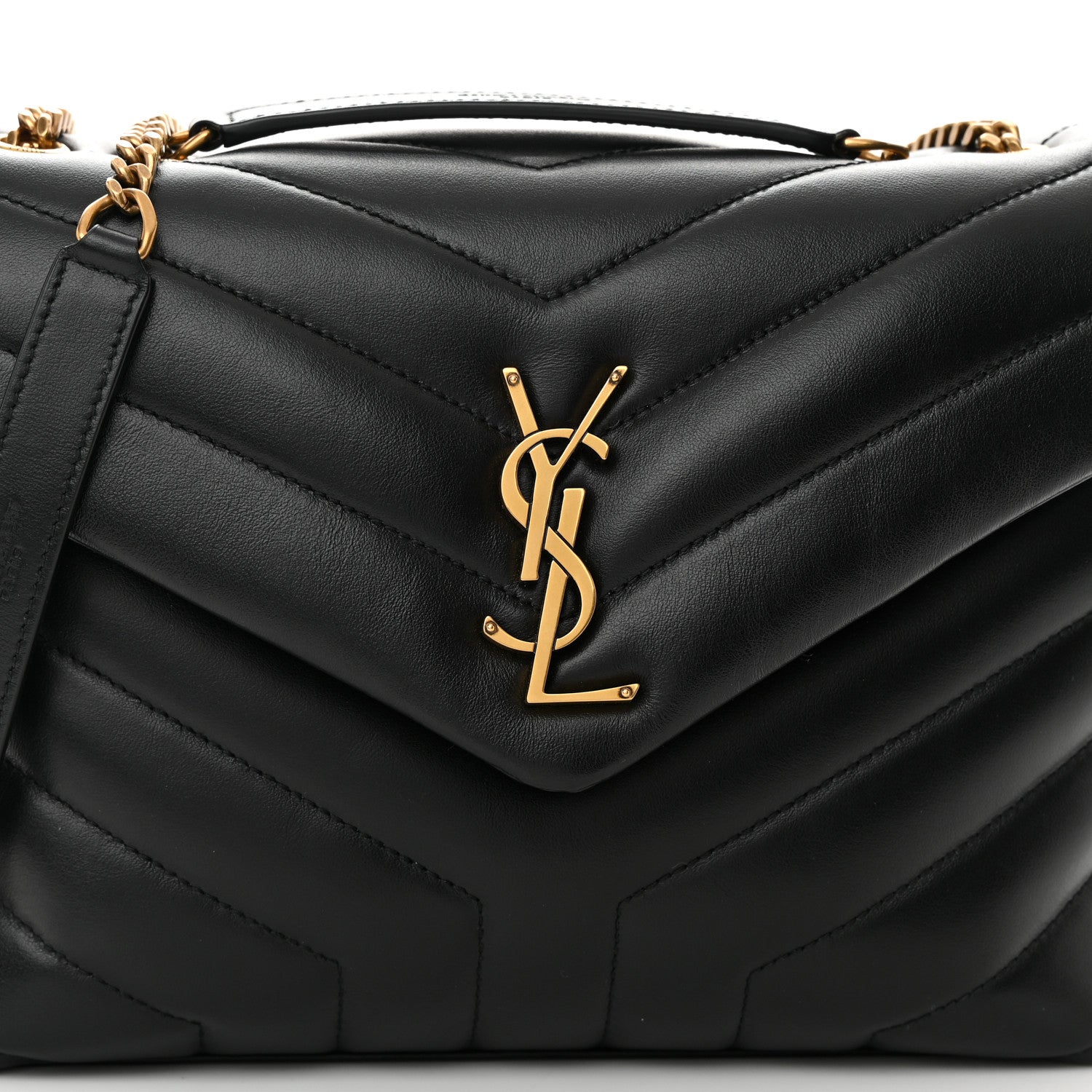 Saint Laurent Calfskin Y Quilted Monogram Small Loulou Chain Satchel Black 9 of 11