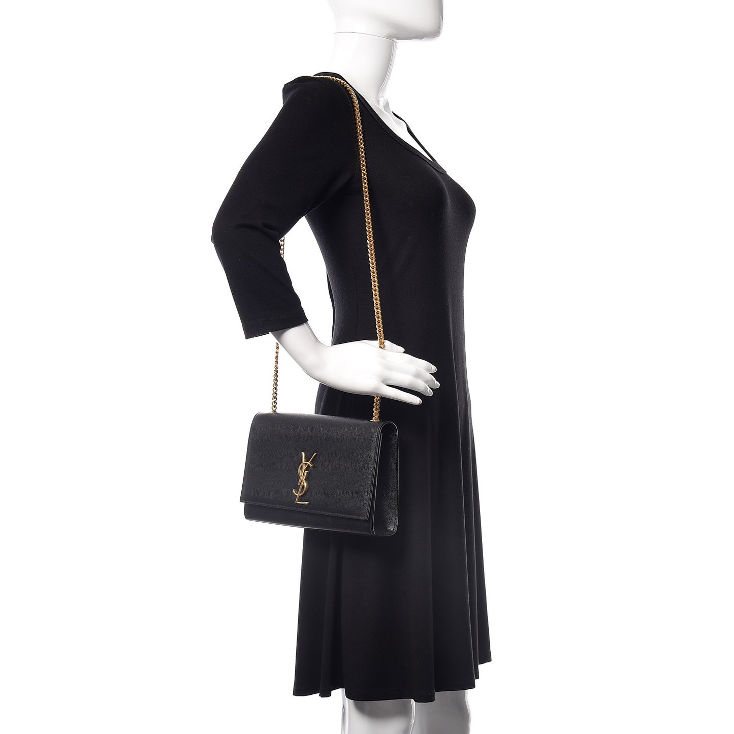 Grain De Poudre Medium Classic Monogram Kate Satchel Black