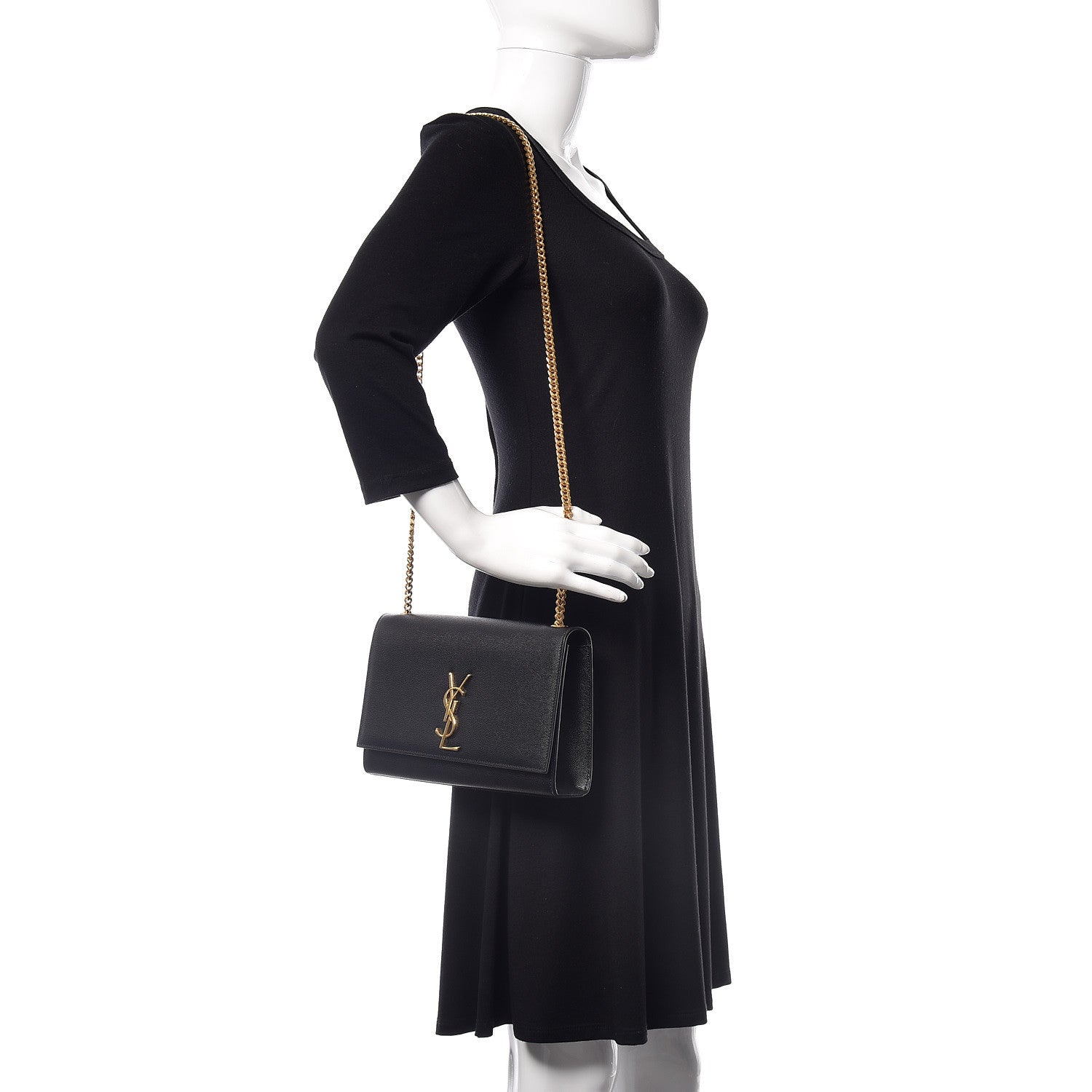 Saint Laurent Grain De Poudre Medium Classic Monogram Kate Satchel Black 2 of 10