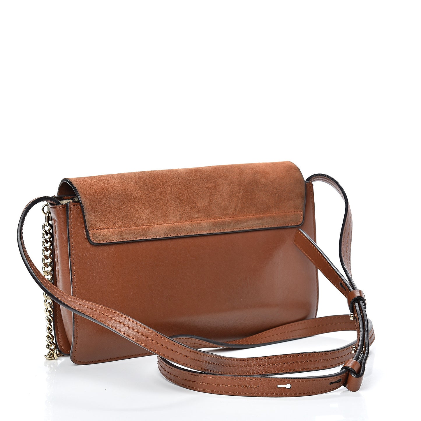 Suede Calfskin Small Faye Shoulder Bag Tobacco
