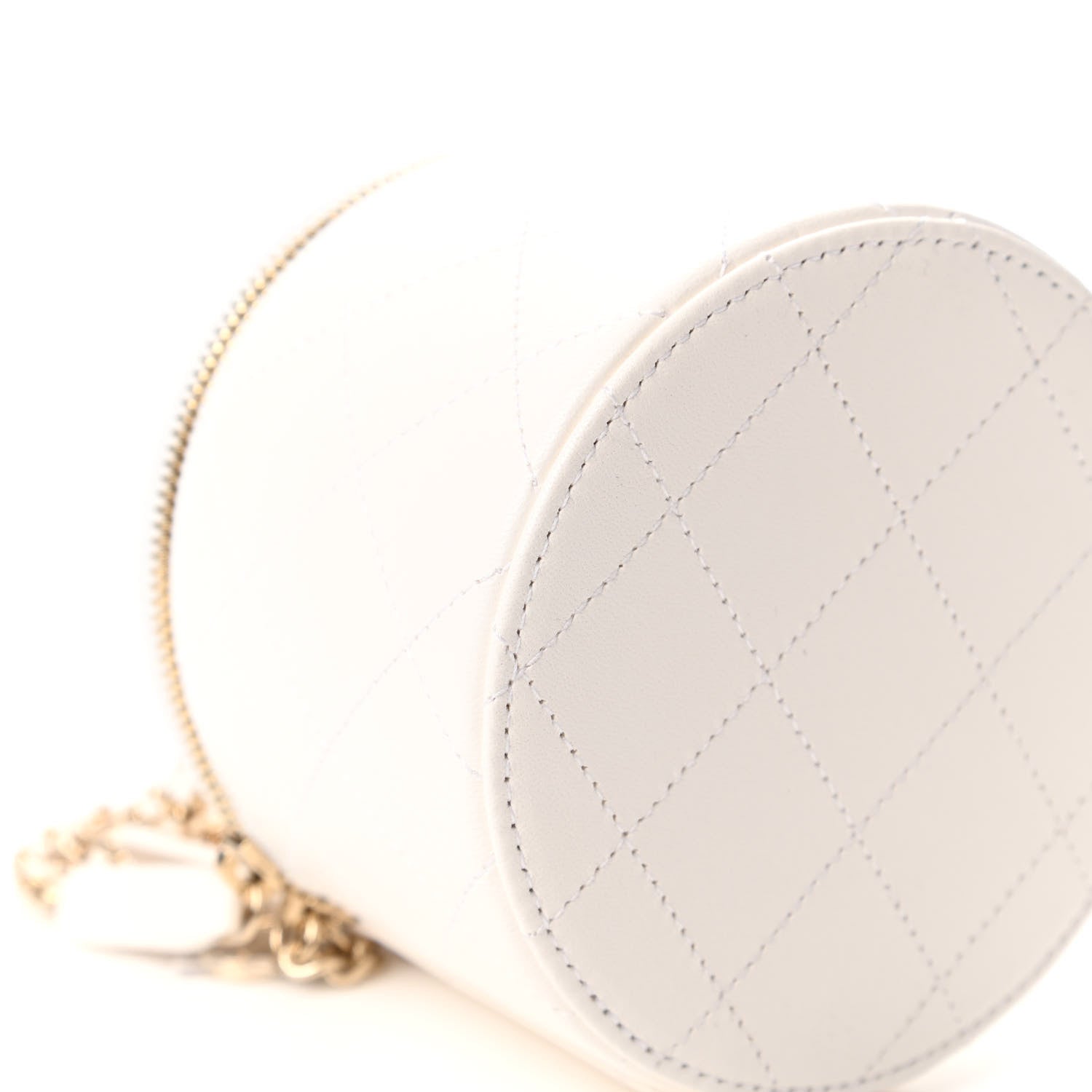Chanel Lambskin Quilted Round Small Vanity Case With Chain White Black 6 of 12