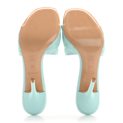 Louis Vuitton Lambskin Embossed Monogram Revival High Heel Mules 40 Light Blue 5 of 12