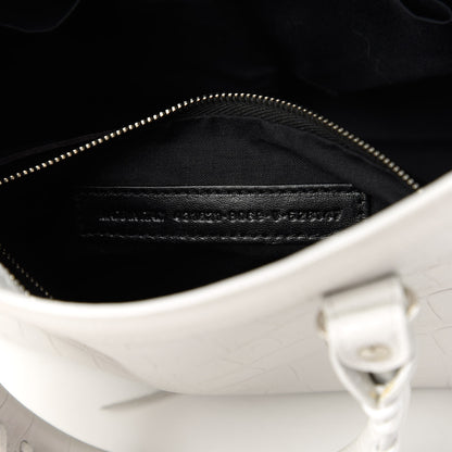 Balenciaga Matte Supple Lambskin Crocodile Embossed Classic Silver Hardware S City White 9 of 10