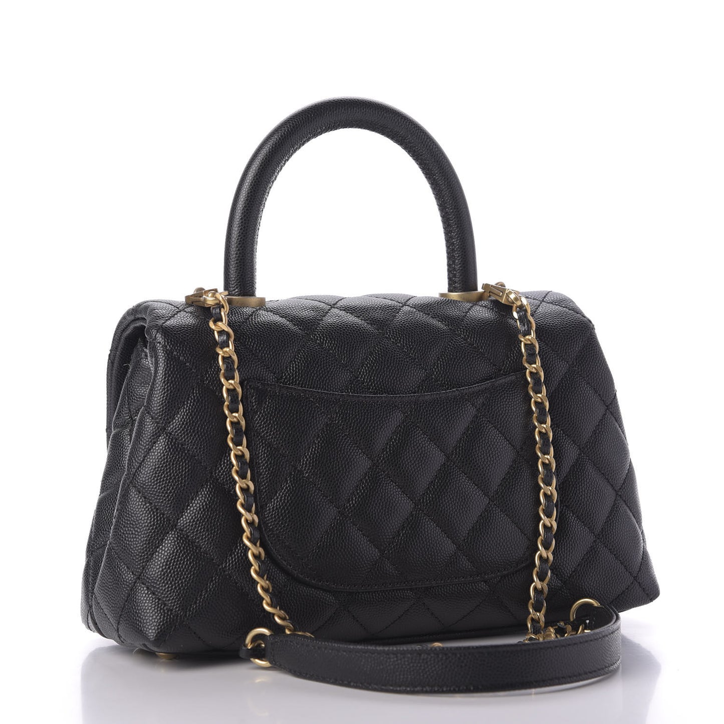 Caviar Quilted Mini Coco Handle Flap Black