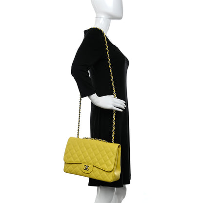 Chanel Caviar Quilted Jumbo Single Flap Yellow 2 of 11