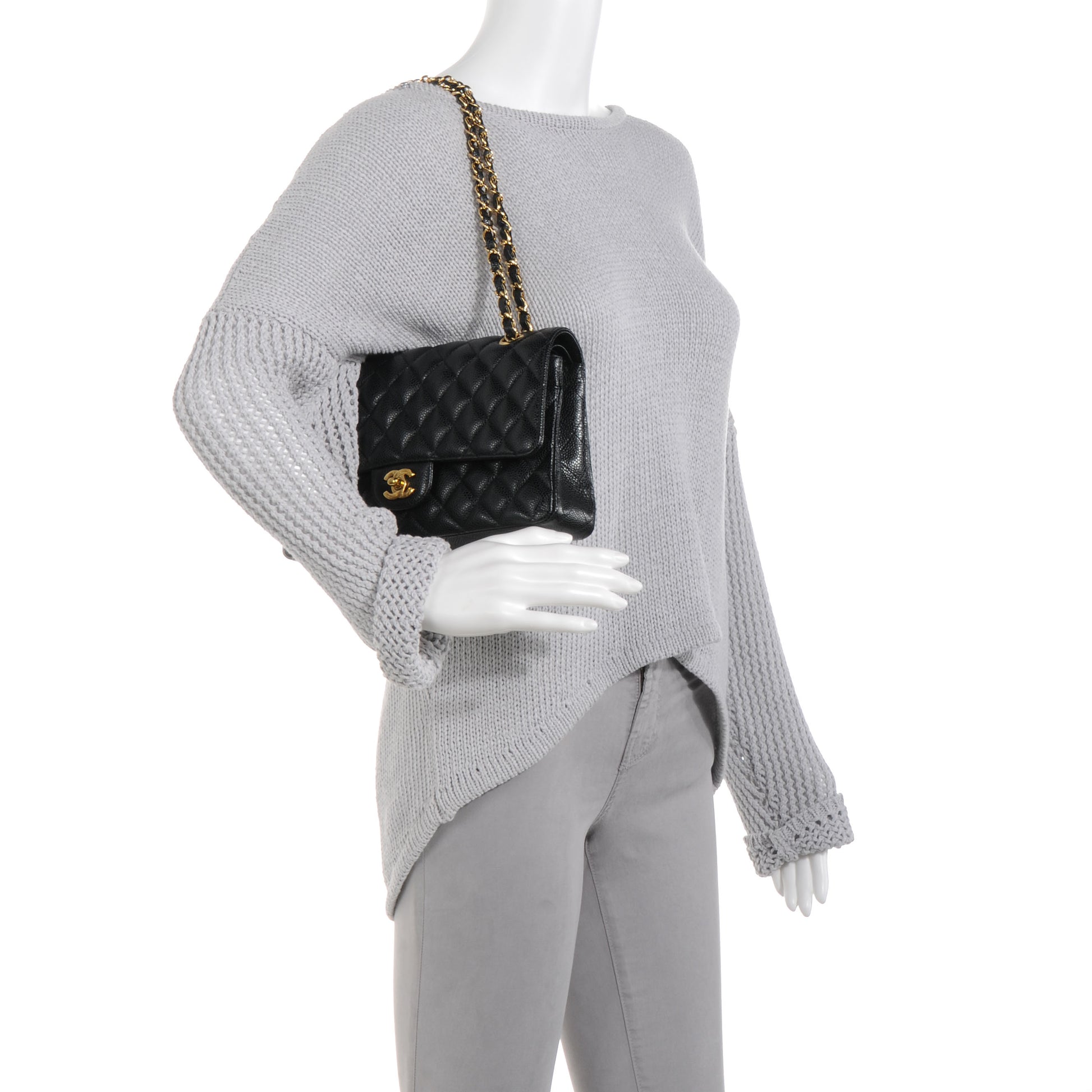Chanel Caviar Quilted Medium Double Flap Black 2 of 8