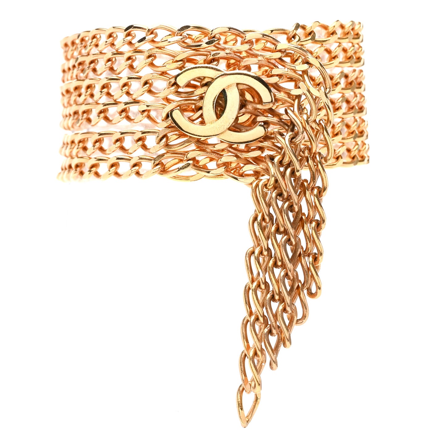 Metal Multistrand Chain CC Bracelet Gold