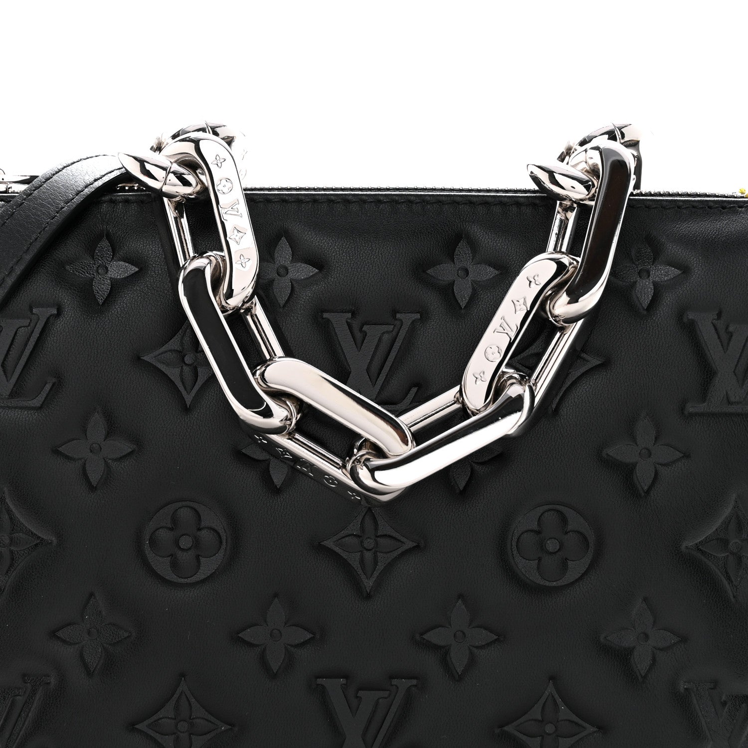 Louis Vuitton Lambskin Embossed Monogram Coussin BB Black 8 of 10