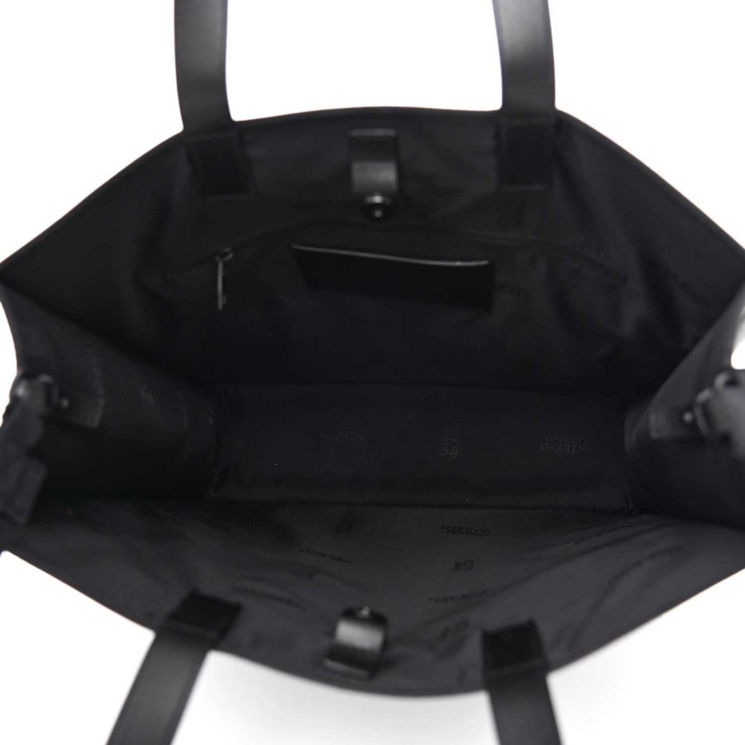 Alexander McQueen Canvas Graffiti Logo North South Edge Tote Black Off White 4 of 9