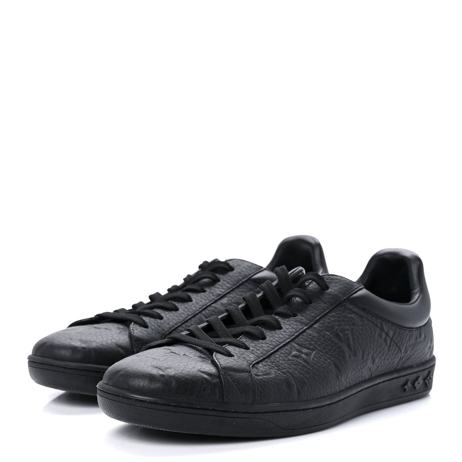 Louis Vuitton Grained Calfskin Embossed Monogram Mens Luxembourg Sneakers 7.5 Black 3 of 10