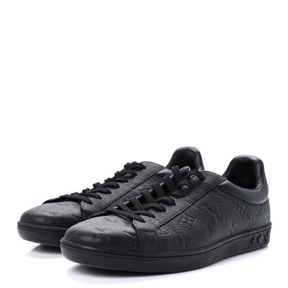 Louis Vuitton Grained Calfskin Embossed Monogram Mens Luxembourg Sneakers 7.5 Black 3 of 10