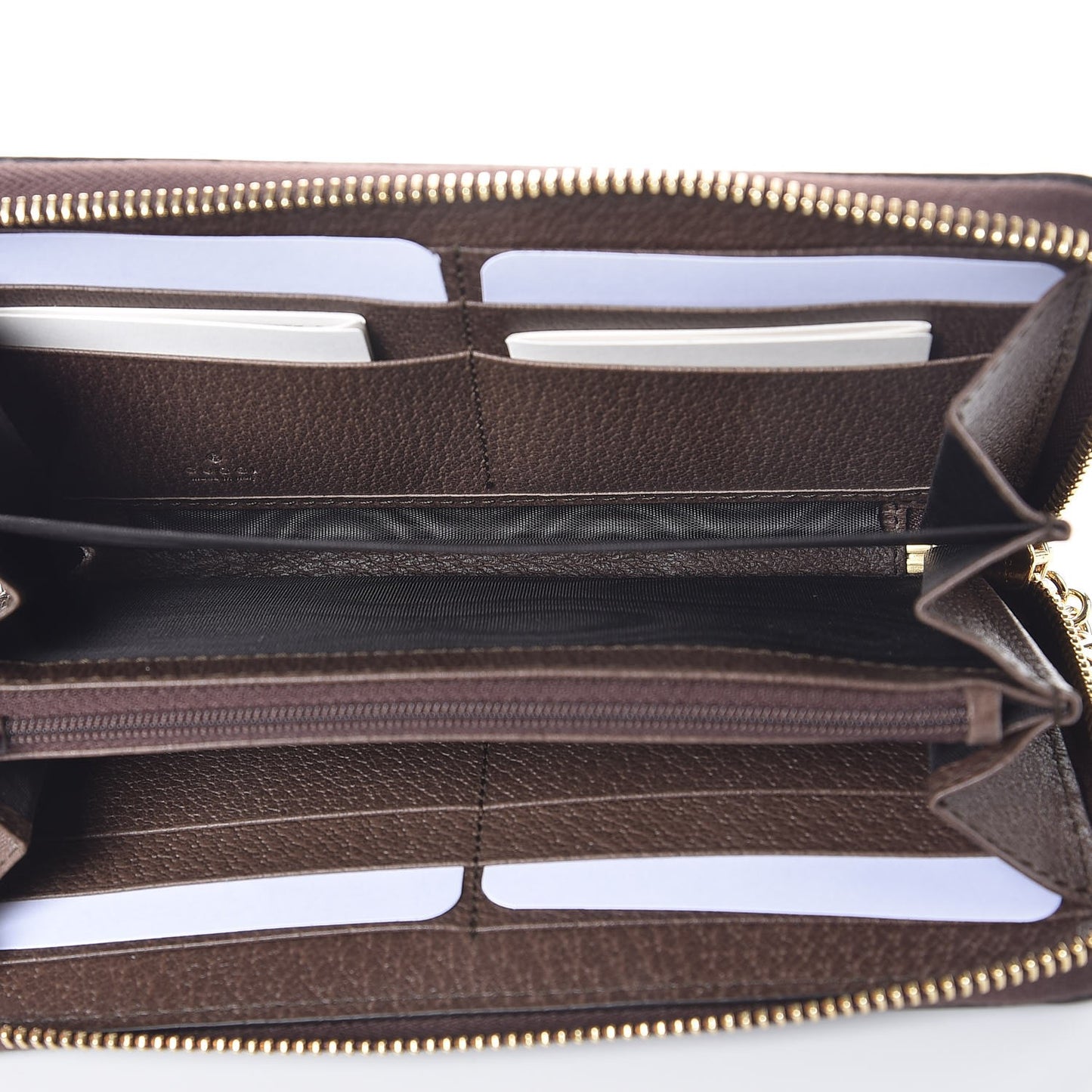 GG Supreme Monogram Web Ophidia Zip Around Wallet Brown