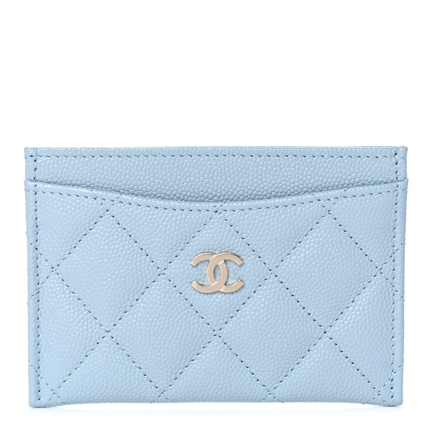 Caviar Quilted Card Holder Light Blue