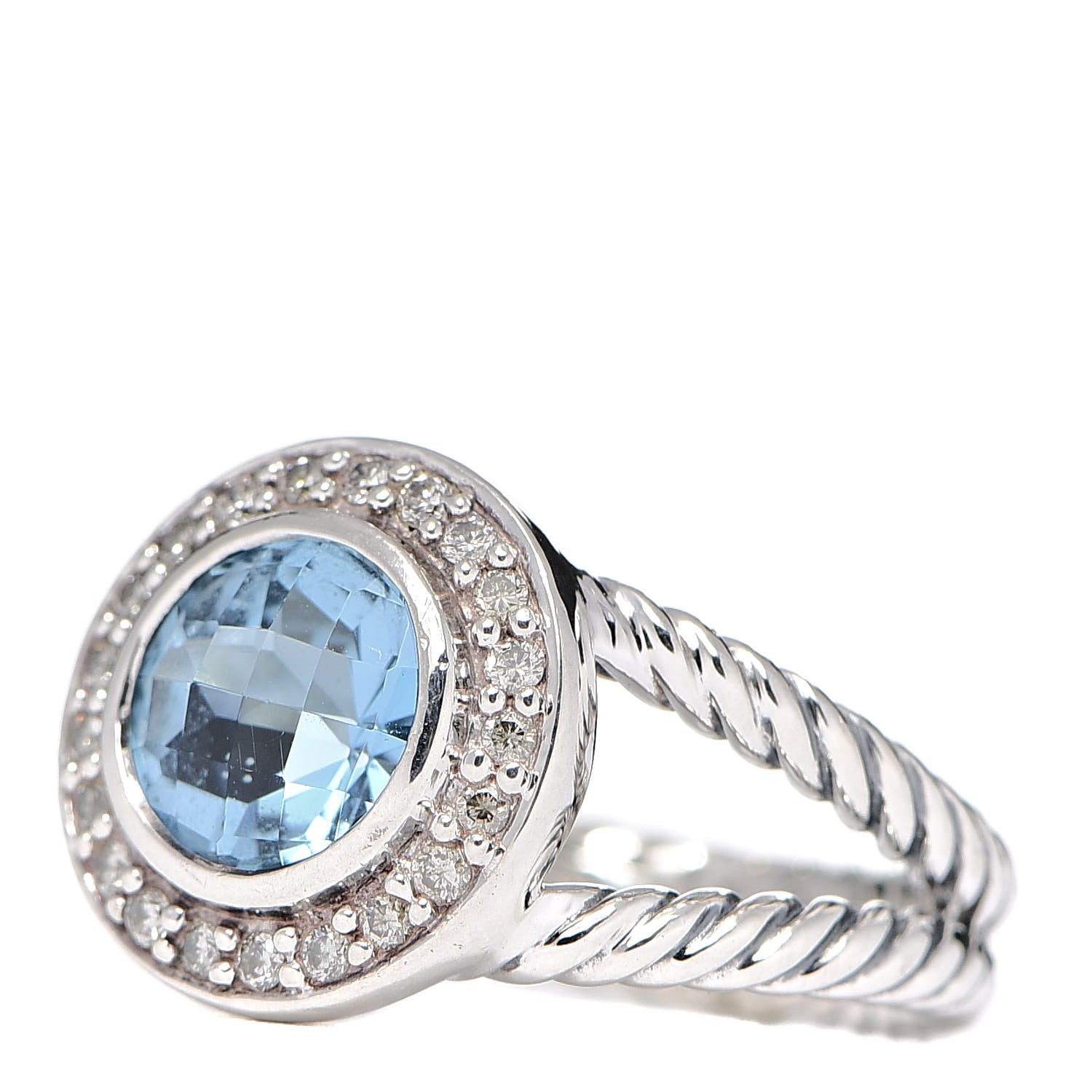 David Yurman Sterling Silver Diamond Blue Topaz 8mm Petite Cerise Ring 51 5.75 3 of 6
