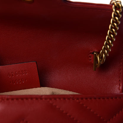 Gucci Calfskin Matelasse Super Mini GG Marmont Shoulder Bag Hibiscus Red 8 of 10