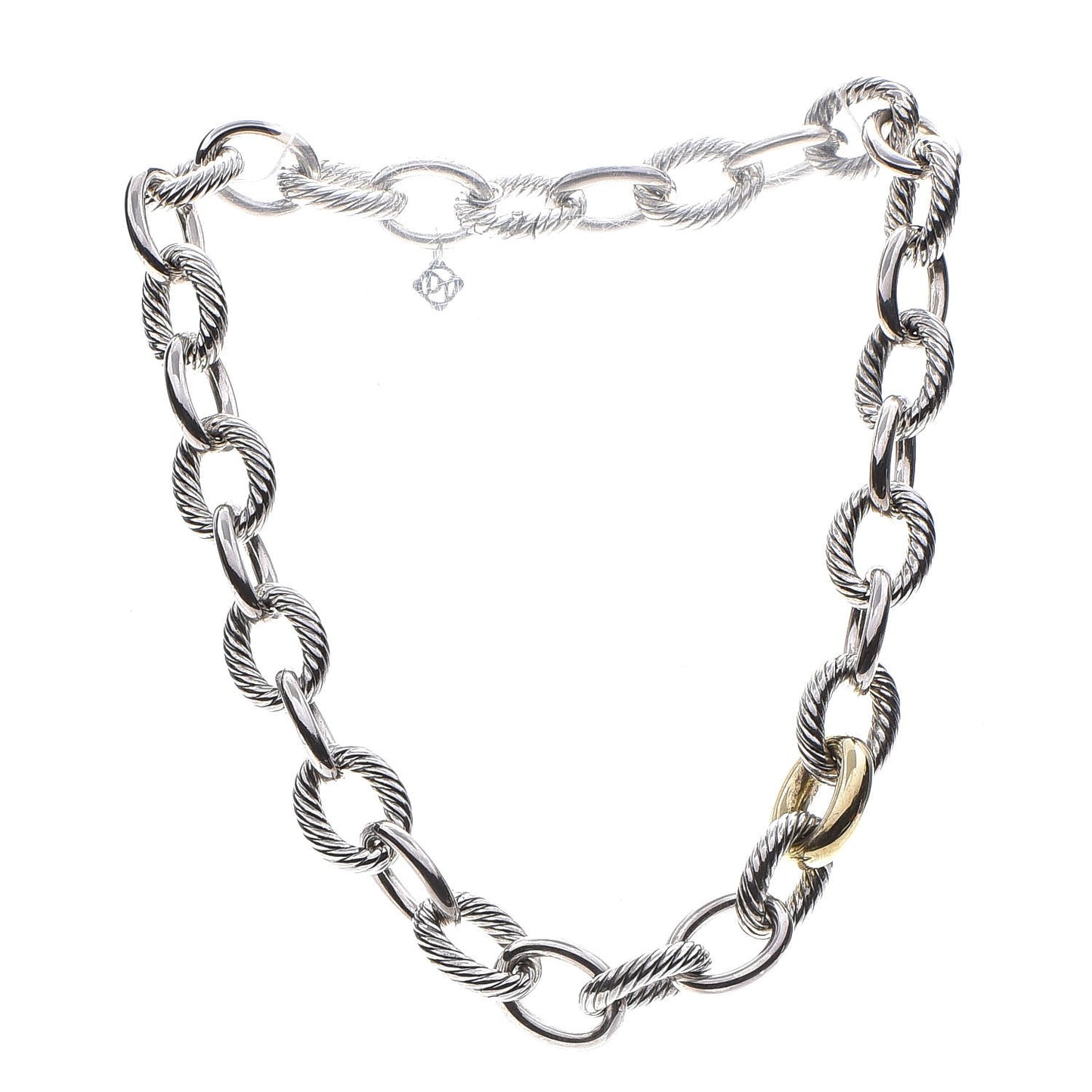 Sterling Silver 18K Yellow Gold Large Oval Link Necklace